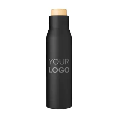 Botella termo acero 500 ml tapón símil bambú
