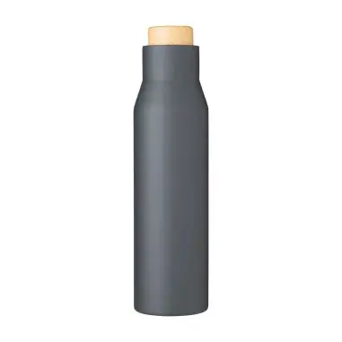 Botella termo acero 500 ml tapón símil bambú