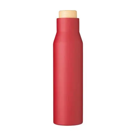 Botella termo acero 500 ml tapón símil bambú