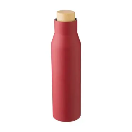 Botella termo acero 500 ml tapón símil bambú