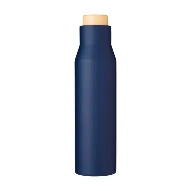 Botella termo acero 500 ml tapón símil bambú