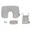 Set viaje cojín cervical antifaz tapones bolsa cian - Imagen 12