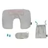 Set viaje cojín cervical antifaz tapones bolsa cian - Imagen 13