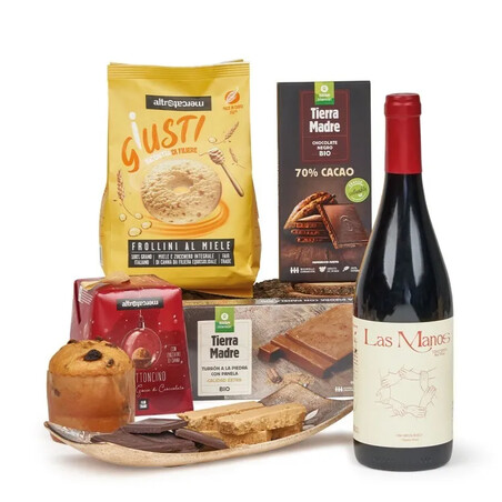 Lote de Navidad solidario con vino y dulces
