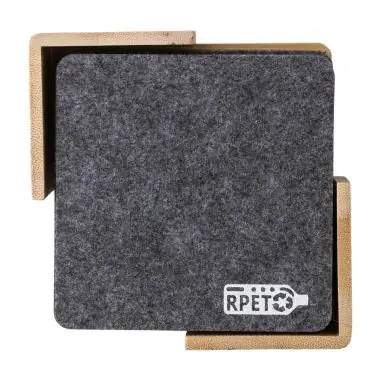 Set de 10 posavasos RPET con soporte de bambú