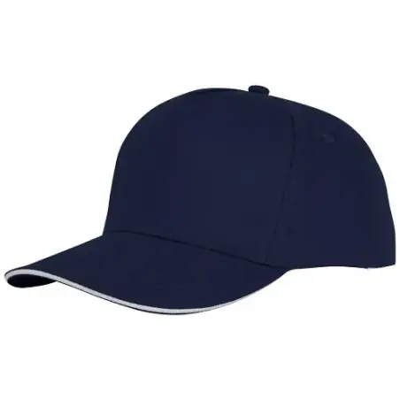 Gorra de 5 paneles con ribete y visera precurvada