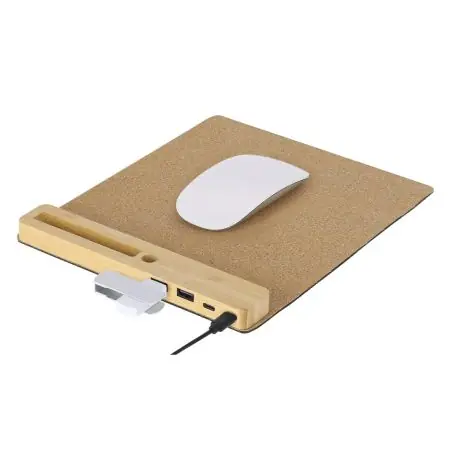 Alfombrilla corcho bambú hub USB Tipo C