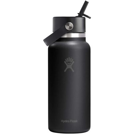 Botella de agua Hydro Flask de acero inoxidable con aislamiento térmico y boca ancha de 946 ml, con tapón con pajita Ecológica P