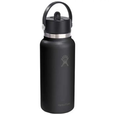 Botella de agua Hydro Flask de acero inoxidable con aislamiento térmico y boca ancha de 946 ml, con tapón con pajita Ecológica P