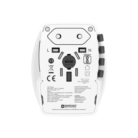 Adaptador universal SKROSS® MUV AC65PD con cable USB-C Ecológico Personalizado 6124620