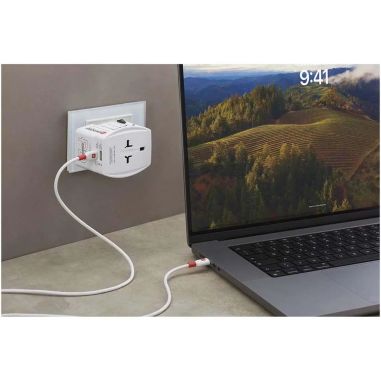 Adaptador universal SKROSS® MUV AC65PD con cable USB-C Ecológico Personalizado 6124620