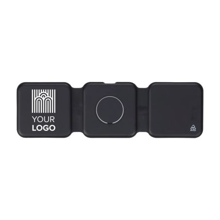 Cargador inalámbrico Trigo | Reciclado | 3-en-1 Ecológico Personalizado 101514191