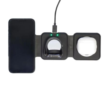 Cargador inalámbrico Trigo | Reciclado | 3-en-1 Ecológico Personalizado 101514191