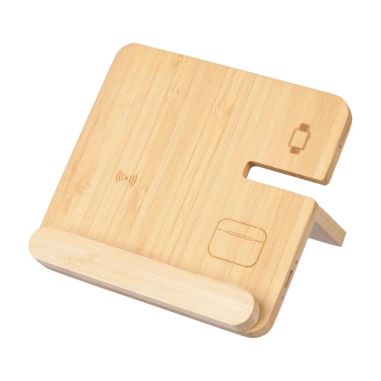 Cargador inalámbrico Tribu | Bambú reciclado | 3-en-1 Ecológico Personalizado 101514192