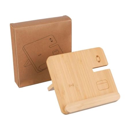Cargador inalámbrico Tribu | Bambú reciclado | 3-en-1 Ecológico Personalizado 101514192