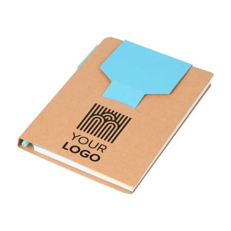 Cuaderno A6 Quillo de cartón reciclado con bolígrafo y notas