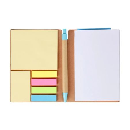 Cuaderno A6 Quillo de cartón reciclado con bolígrafo y notas