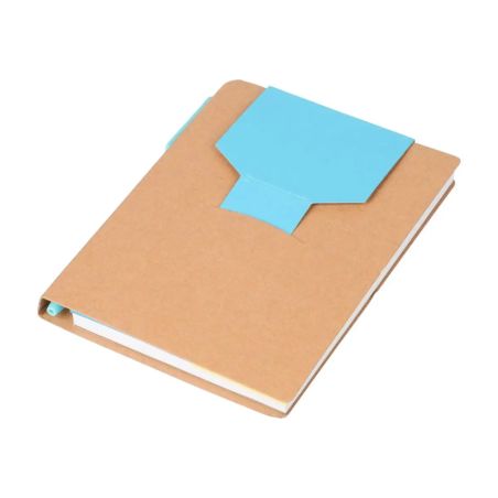 Cuaderno A6 Quillo de cartón reciclado con bolígrafo y notas