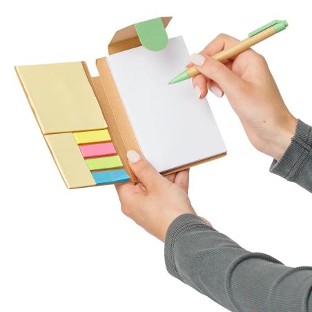 Cuaderno y bolígrafo Quillo | Cartón reciclado | A6 | Ecológico Personalizado 101514193