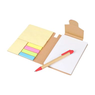 Cuaderno A6 Quillo de cartón reciclado con bolígrafo y notas