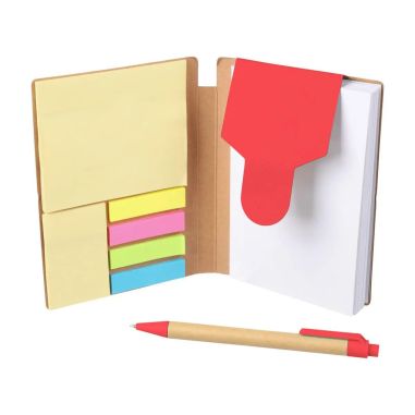 Cuaderno A6 Quillo de cartón reciclado con bolígrafo y notas