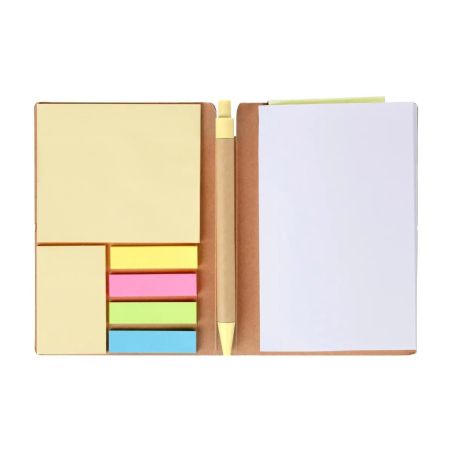 Cuaderno A6 Quillo de cartón reciclado con bolígrafo y notas