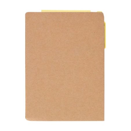 Cuaderno A6 Quillo de cartón reciclado con bolígrafo y notas