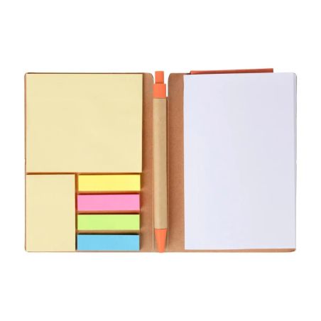 Cuaderno A6 Quillo de cartón reciclado con bolígrafo y notas