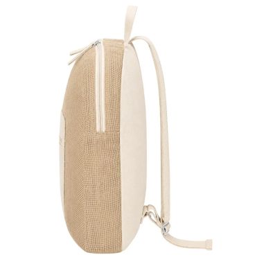 Mochila de yute y algodón con bolsillo frontal 40x32 cm
