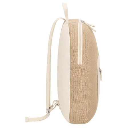 Mochila de yute y algodón con bolsillo frontal 40x32 cm