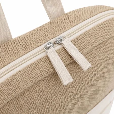 Mochila de yute y algodón con bolsillo frontal 40x32 cm