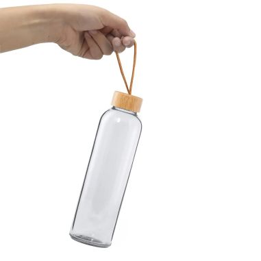 Bidón cristal 500 ml tapón bambú y asa metálica