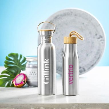 Bidón acero inox 800 ml tapón bambú