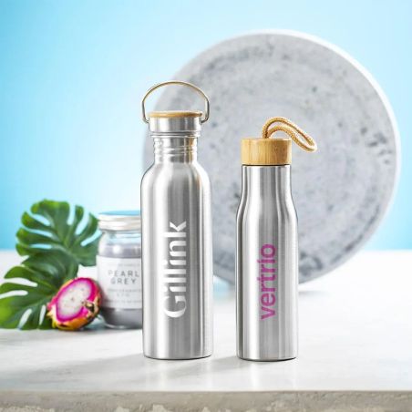 Bidón acero inox 800 ml tapón bambú