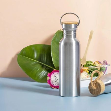 Bidón acero inox 800 ml tapón bambú