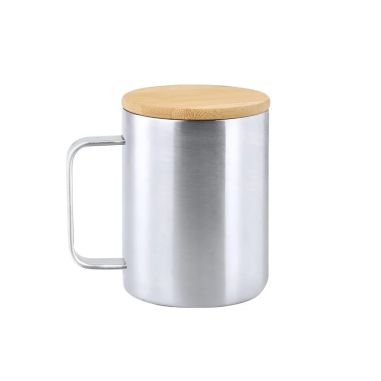 Taza térmica acero inox 350 ml tapa bambú FSC caja eco