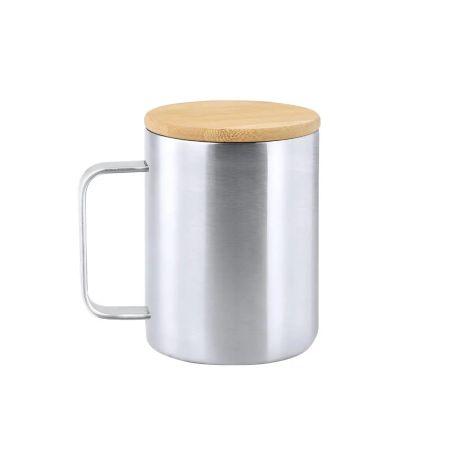 Taza térmica acero inox 350 ml tapa bambú FSC caja eco