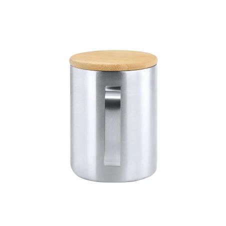 Taza térmica acero inox 350 ml tapa bambú FSC caja eco