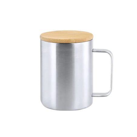 Taza térmica acero inox 350 ml tapa bambú FSC caja eco