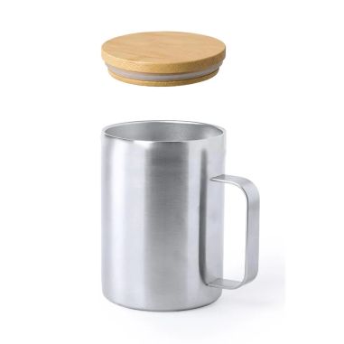 Taza térmica acero inox 350 ml tapa bambú FSC caja eco