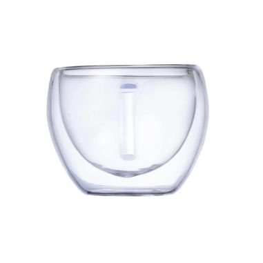 Set 2 tazas borosilicato 90 ml doble pared posavasos bambú