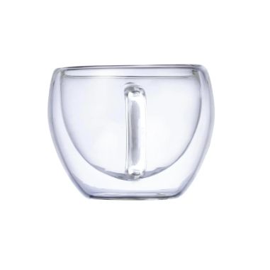 Set 2 tazas borosilicato 90 ml doble pared posavasos bambú