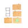Set 4 tablas corte bambú talladas cesta metálica kraft - Imagen 10