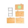 Set 4 tablas corte bambú talladas cesta metálica kraft - Imagen 12