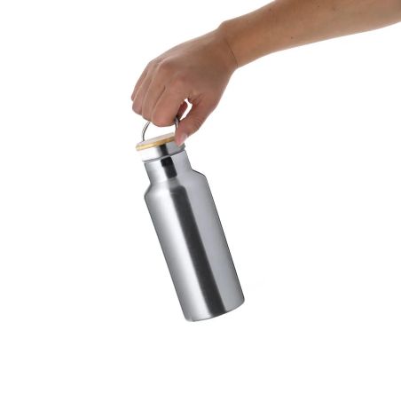 Set bidón vasos acero inox bambú 500 ml 2x300 ml kraft