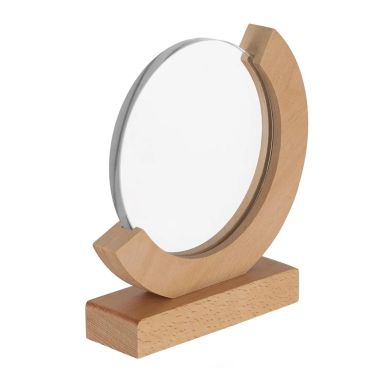 Placa trofeo cristal circular base madera
