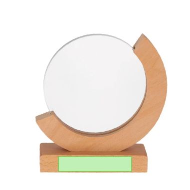 Placa trofeo cristal circular base madera