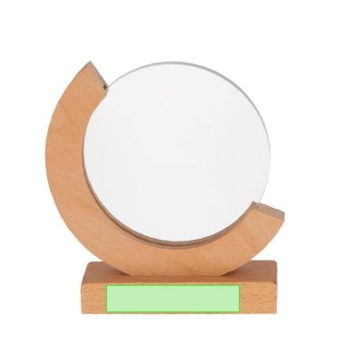 Placa trofeo cristal circular base madera