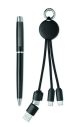 Set regalo bolígrafo giratorio metálico y llavero cargador - Imagen 2