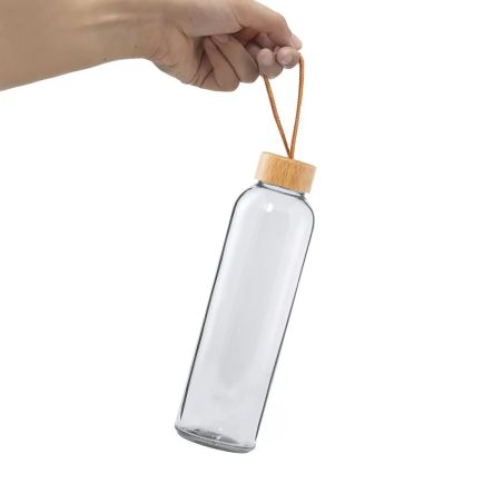 Bidón de cristal tapón de bambú FSC 500 ml 22.5 cm